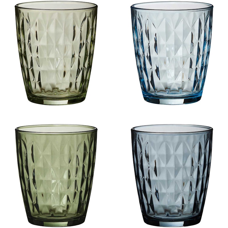 Mosaik Drikkeglas 4-pak 34 cl, Green Blue