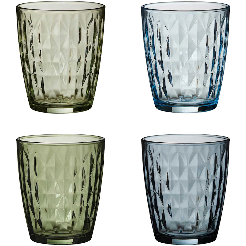 Mosaik Drikkeglas 4-pak 34 cl, Green Blue
