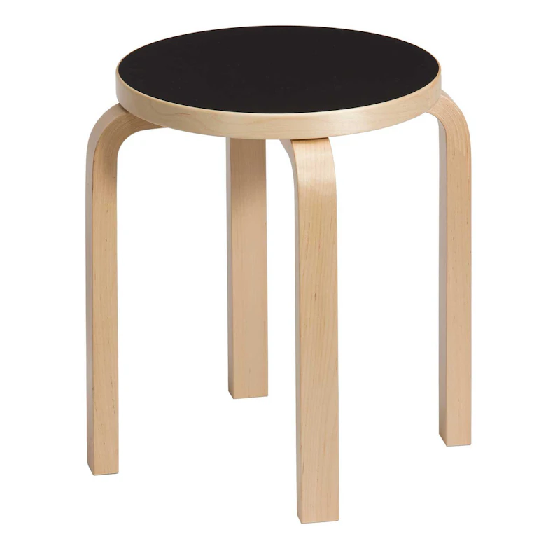 E60 Taburet, Birk / Sort Linoleum