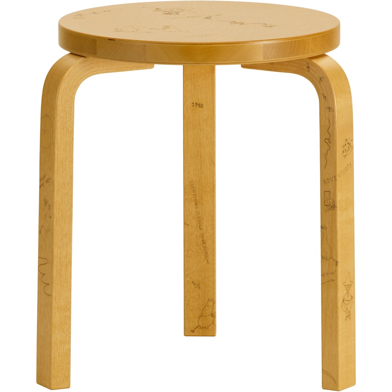 Stool 60 Celebration Artek + Moomin, Honningbejdset Birk