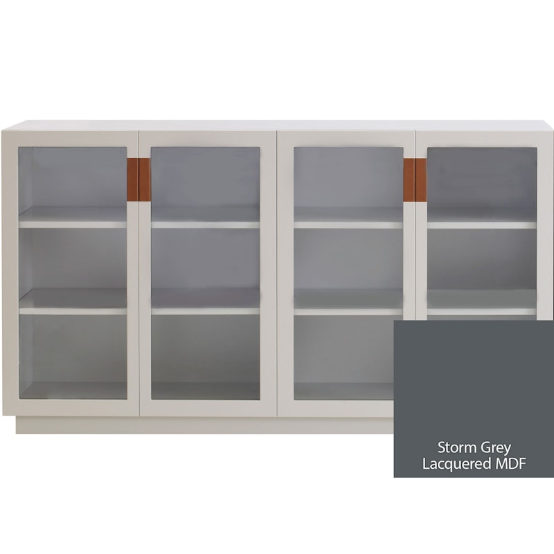 Frame 160 Medium Vitrineskab Med Glasdøre, Storm Grey / Cognacfarvet