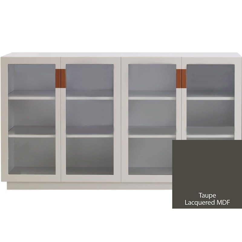 Frame 160 Medium Vitrineskab Med Glasdøre, Taupe / Cognacfarvet