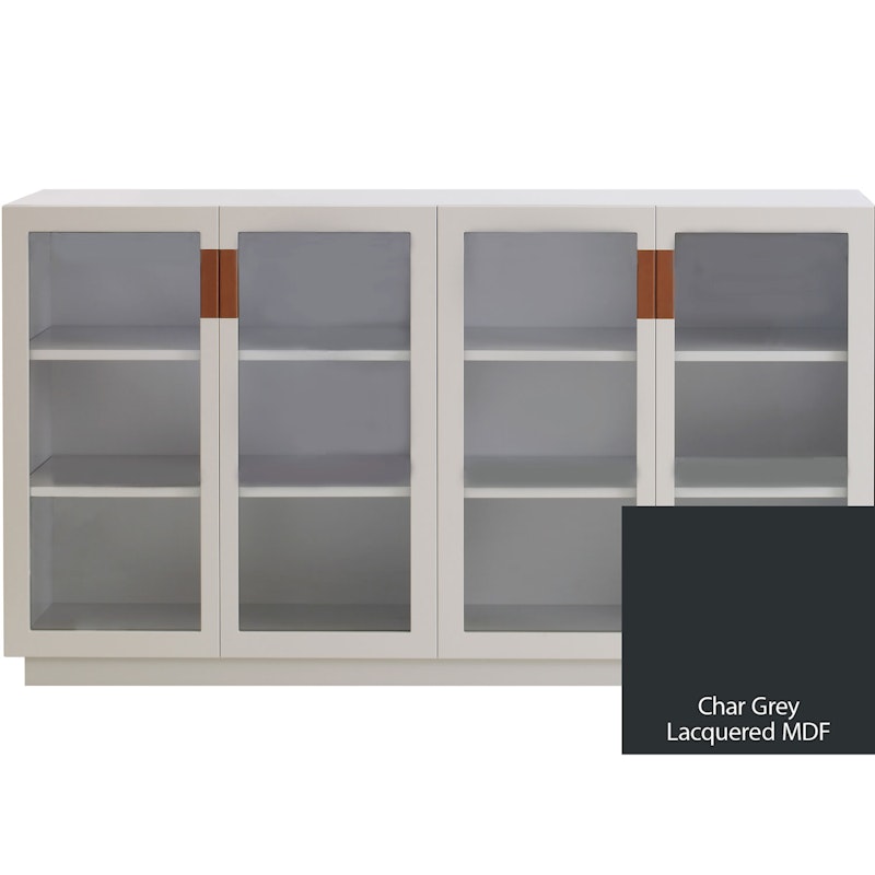 Frame 160 Medium Vitrineskab Med Glasdøre, Char Grey / Cognacfarvet