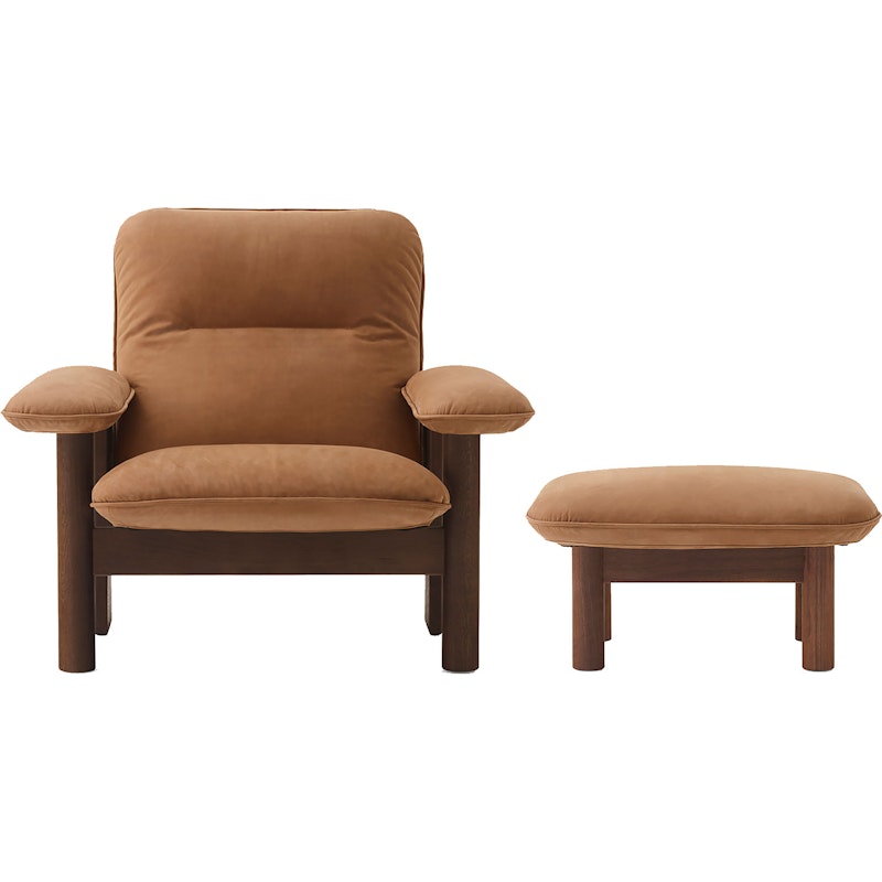 Brasilia Lænestol med Ottoman Walnut, Camel