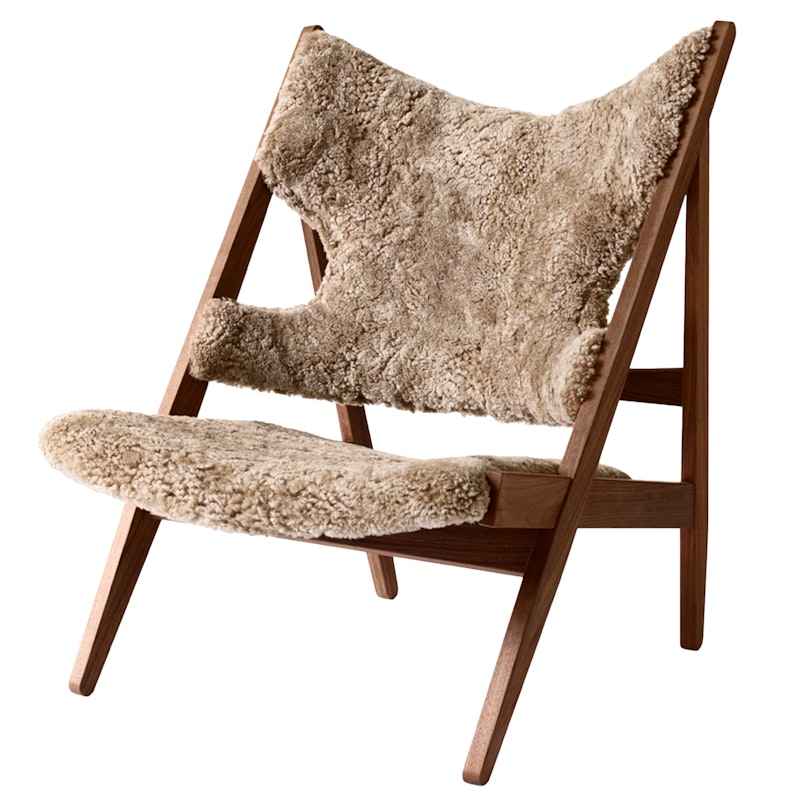 Knitting Loungestol, Valnød / Fåreskind Sahara