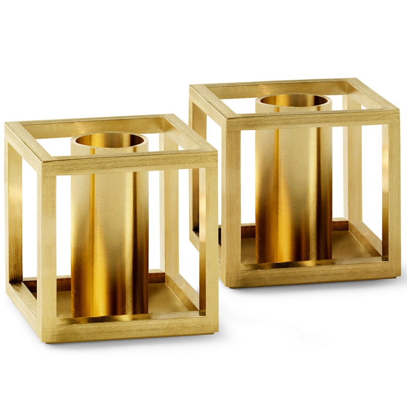 Kubus Micro Lysestage 2-pak, Gold Plated