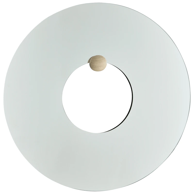 Castellum Vægspejl Ø80 cm, Travertin