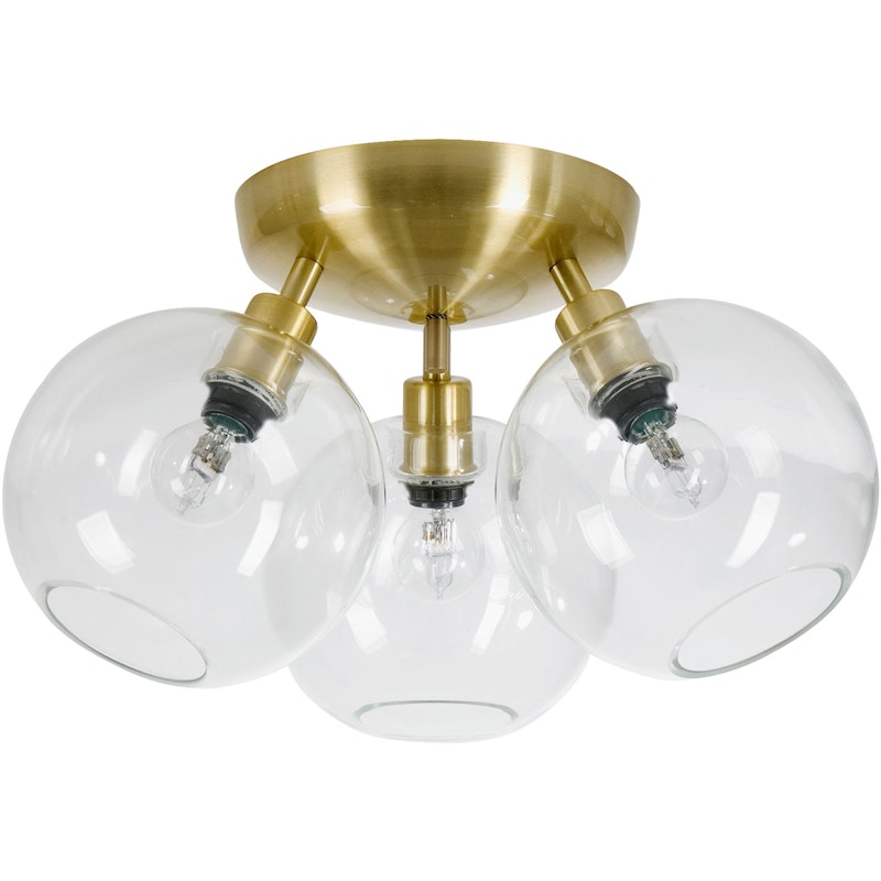 Gloria Flush Ceiling Light 330 mm, Brass / Clear