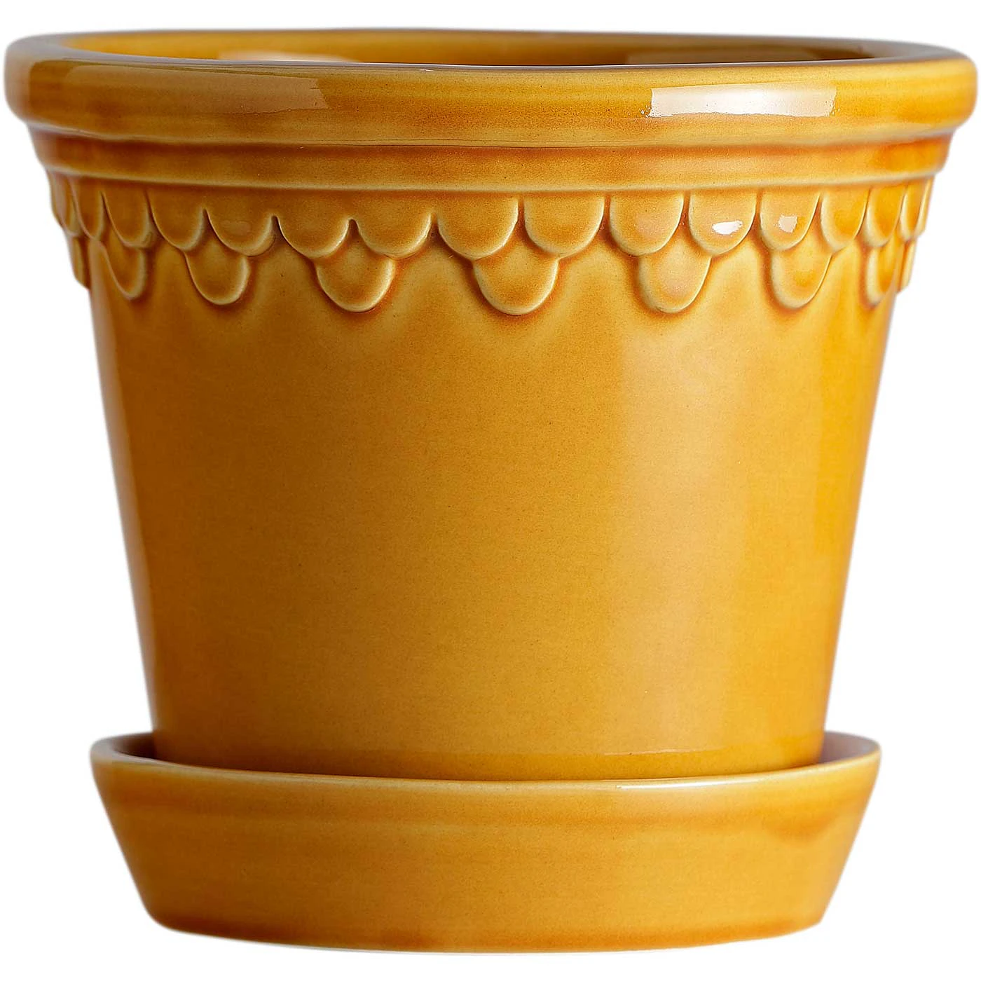 Bergs Potter Copenhagen Krukke Med Underkop &Oslash;16 Cm - Krukker Keramik Gul - KCY16S