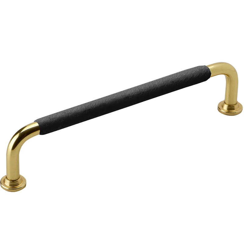 1353-128 Leather Handle, Black/Polished Brass