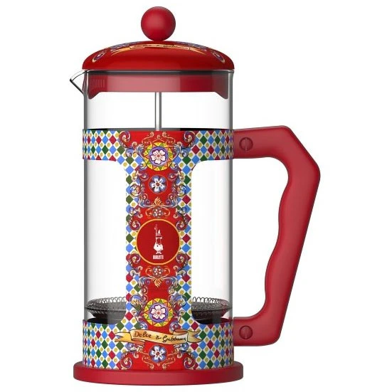 Bialetti Dolce&Gabbana Kaffebrygger 3 Koper - Stempelkander Rustfrit St&aring;l R&oslash;d - 375609