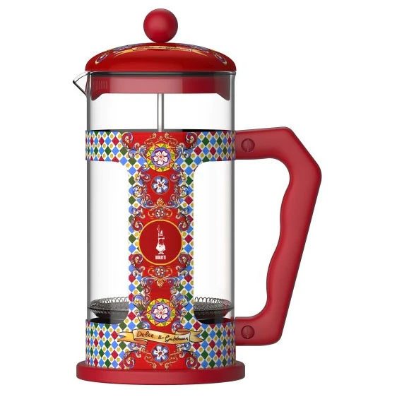 Bialetti Dolce&Gabbana Kaffebrygger 8 Koper - Stempelkander Rustfrit St&aring;l R&oslash;d - 375610