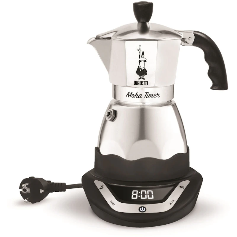 Moka Timer Kaffebrygger 3 Koper, Sølv