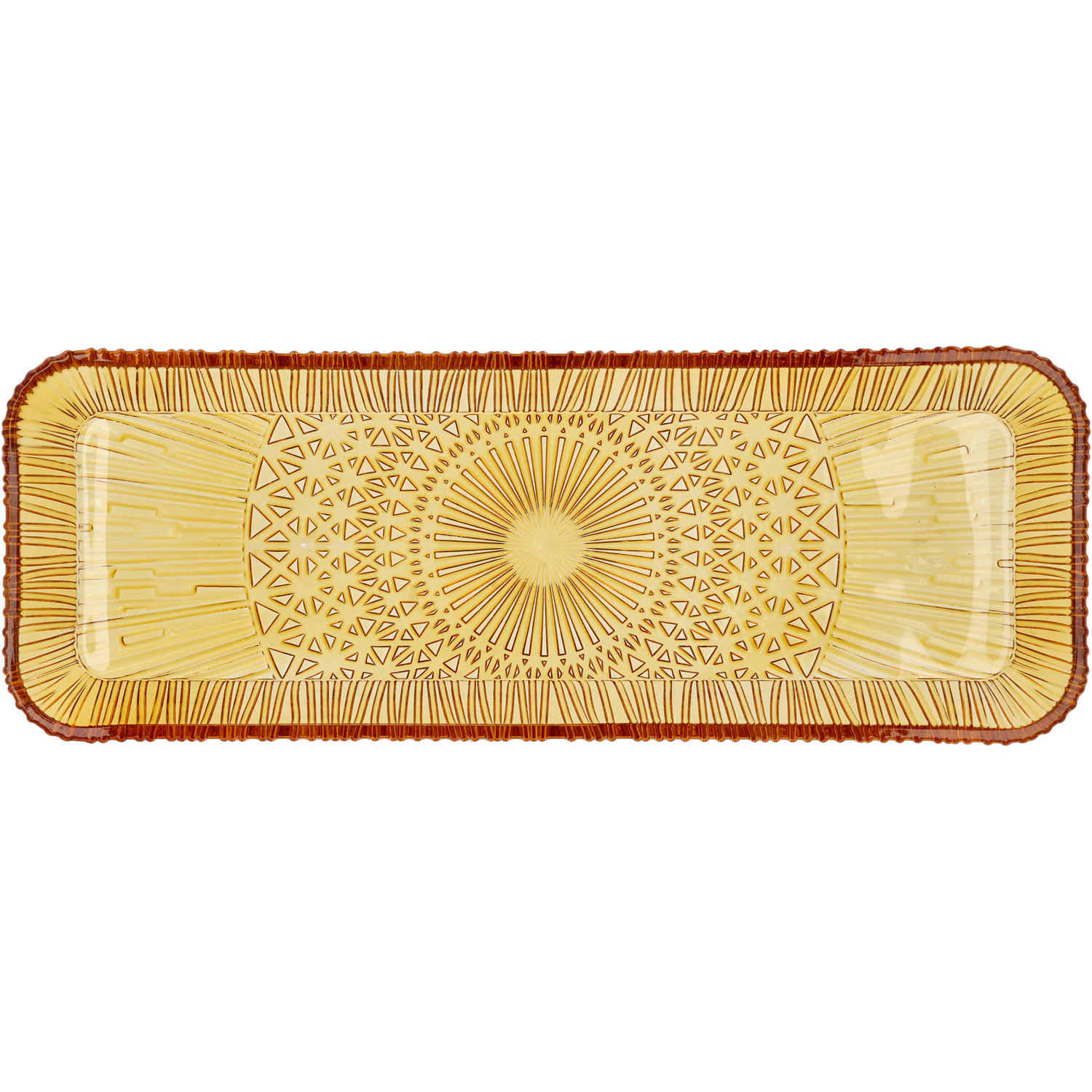 Bitz Kusintha Serveringsfad 14x38 Cm Amber - Serveringsfad Glas Rav - 30686