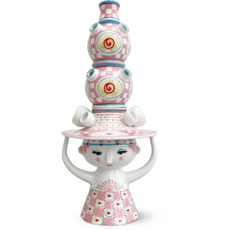 Lady with hat Vase 50 cm, Rosa