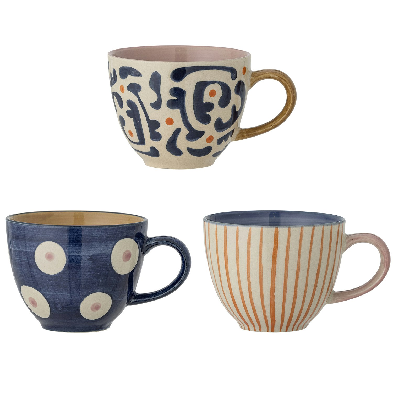 Bloomingville Eviaya Krus 3-pak - Kaffekopper Stent&oslash;j Bl&aring; - 82062632