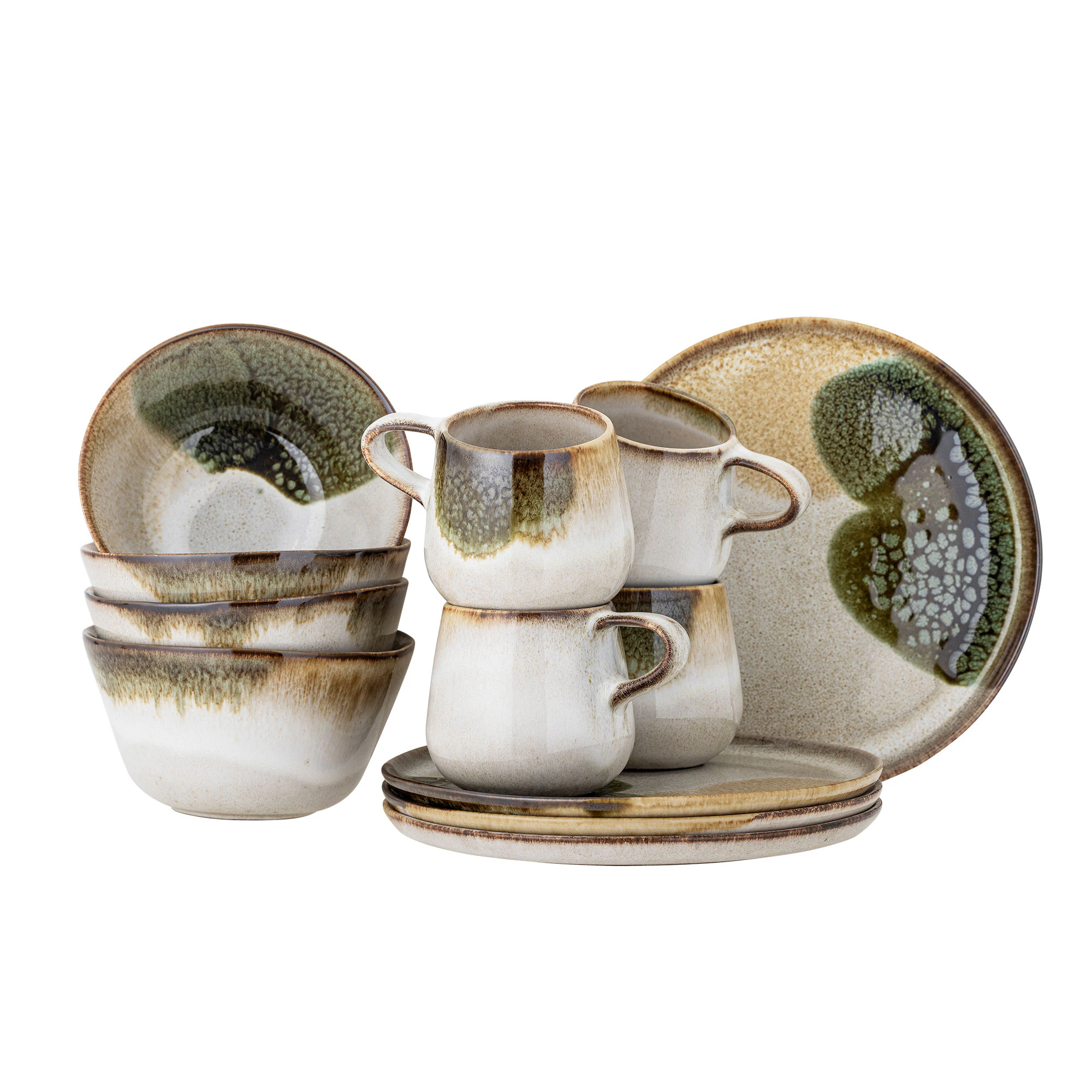 Bloomingville Jules Breakfast Set 12-pack - Morgenmadssk&aring;le Stent&oslash;j Gr&oslash;n - 82069361