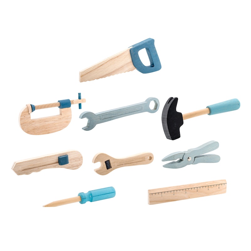 Toy Tool 9 dele, Natur/Blå/Grå
