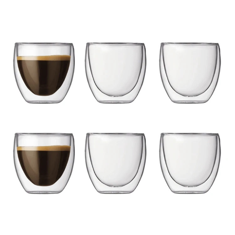 Bodum Pavina Dobbeltv&aelig;gget Espresso Glas 8 Cl 6 Stk - Espressokopper Klar - 4557-10-12