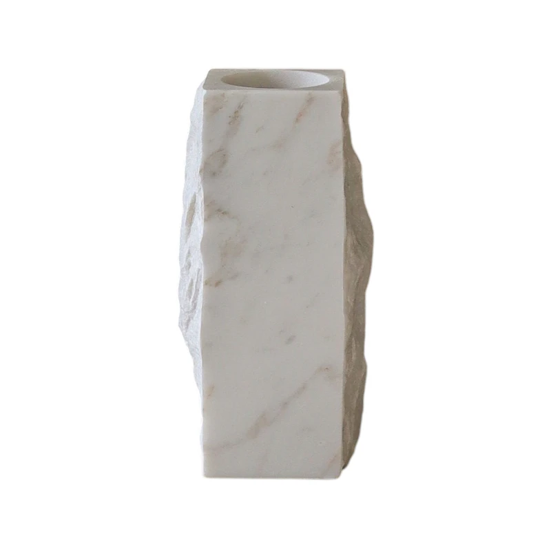 Edge Vase Small, White Carrara