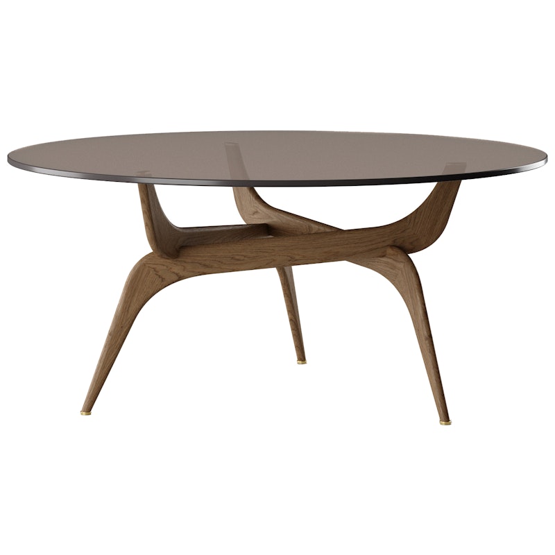 Triiio Sofabord Ø90 cm, Røget Eg / Bronzeglas