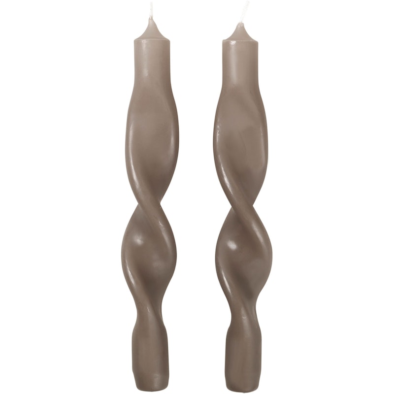 Twist Stearinlys 23 cm 2-pak, Hørfarvet