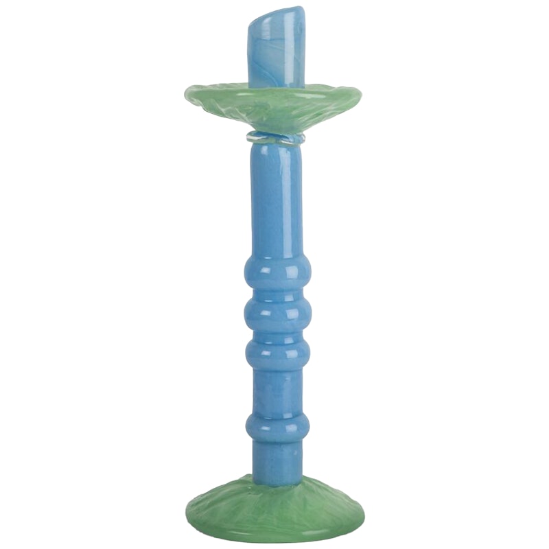Lara Lysestage 32 cm, Blå / Minty Green