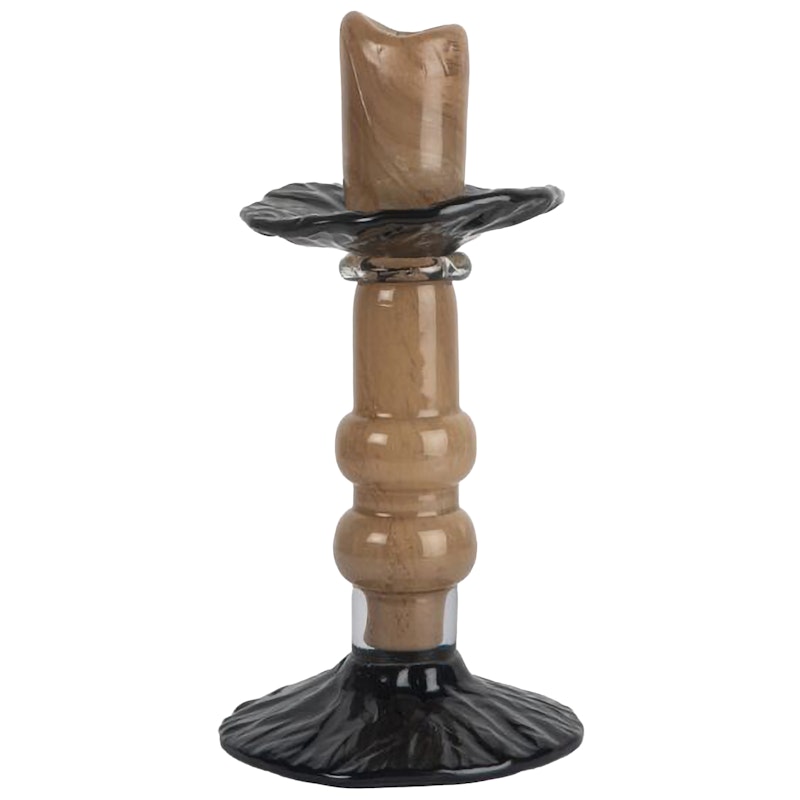 Lara Lysestage 22 cm, Sort / Beige