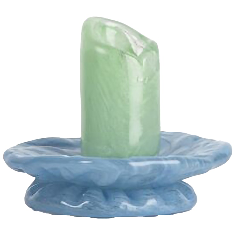 Lara Lysestage 9 cm, Lyseblå / Minty Green