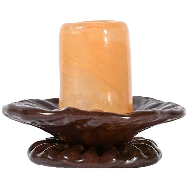 Lara Lysestage 9 cm, Brun / Orange