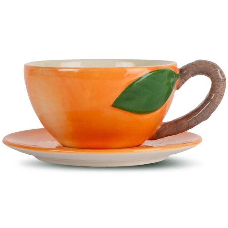 Peach Kop Med Tallerken