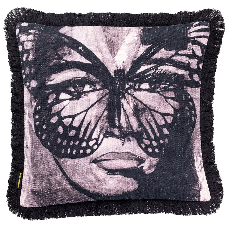 Golden Butterfly B&W Pudebetræk 50x50 cm, Sort/Hvidt