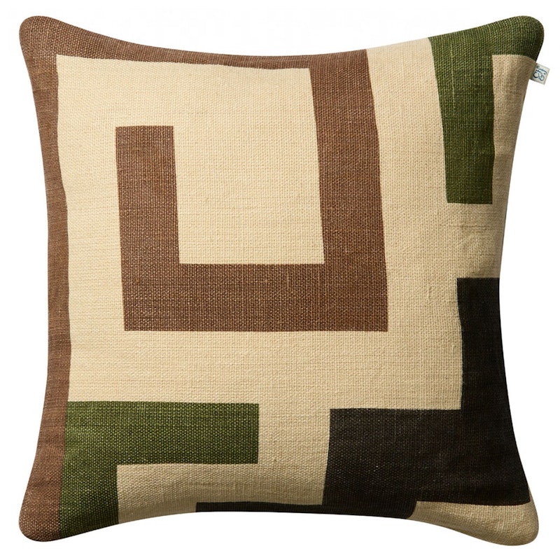 Aman Pudebetræk 50x50 cm, Taupe / Cactus Green / Brunt