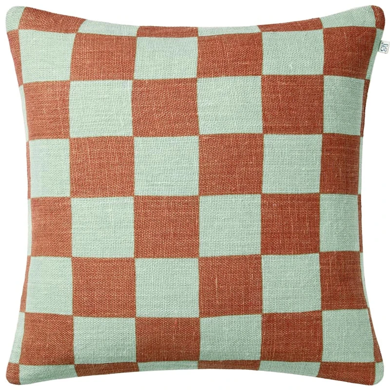 Buffalo Check Pudebetræk 50x50 cm, Aqua / Apricot Orange