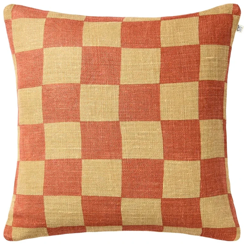 Buffalo Check Pudebetræk 50x50 cm, Apricot Orange / Kaki