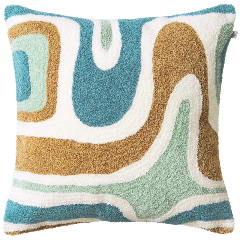 Godavari Pudebetræk Bouclé 50x50 cm, Aqua / Sand