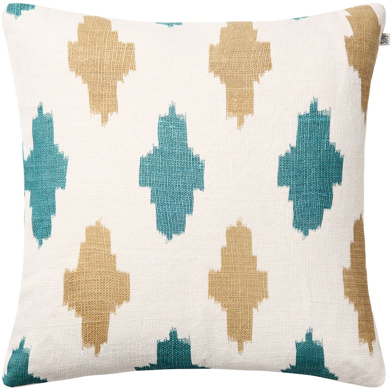 Ikat Agra Cushion Cover 50x50 cm Pudebetræk 50x50 cm, Kaki / Himmelblåt