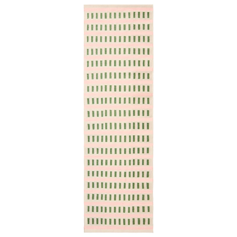 Ladakh Uldgulvtæppe 80x250 cm, Offwhite / Cactus Green