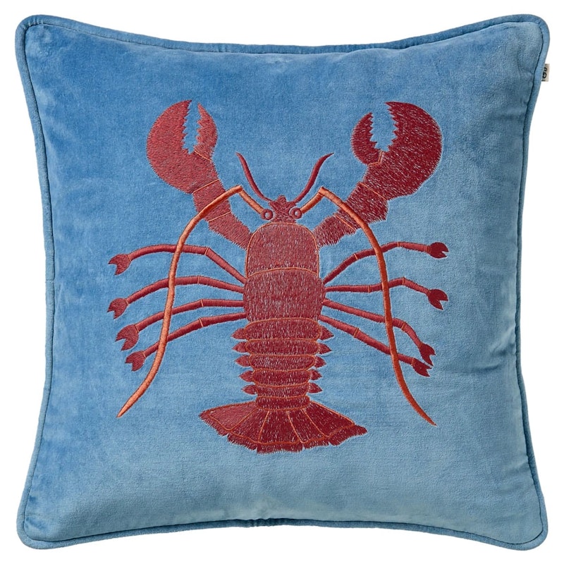 Lobster Pudebetræk 50x50 cm, Apricot Orange / Himmelblåt