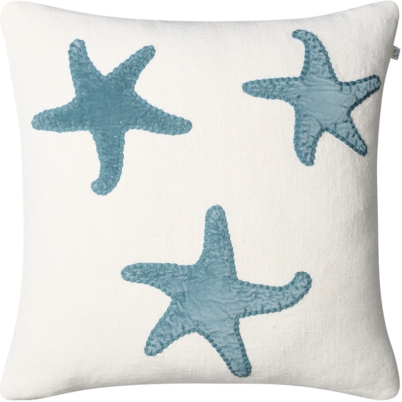 Star Fish Pudebetræk 50x50 cm, Offwhite / Heaven Blue