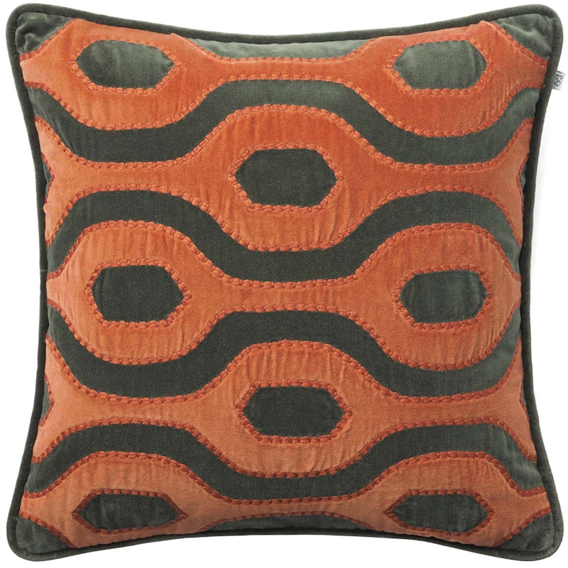 Varanasi Pudebetræk Skovgrønt/Terrakotta, 50x50 cm