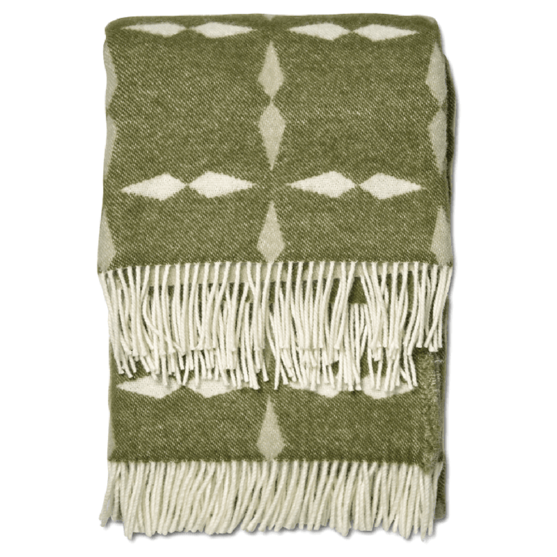 Tile Uldtæppe 130x180 cm, Hvidt / Grønt