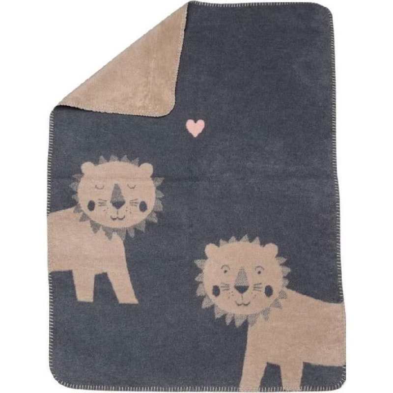 Mila Babytæppe 75x100 cm Lion, Gråt / Beige