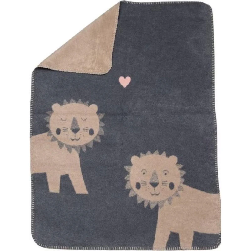Mila Babytæppe 75x100 cm Lion, Gråt / Beige