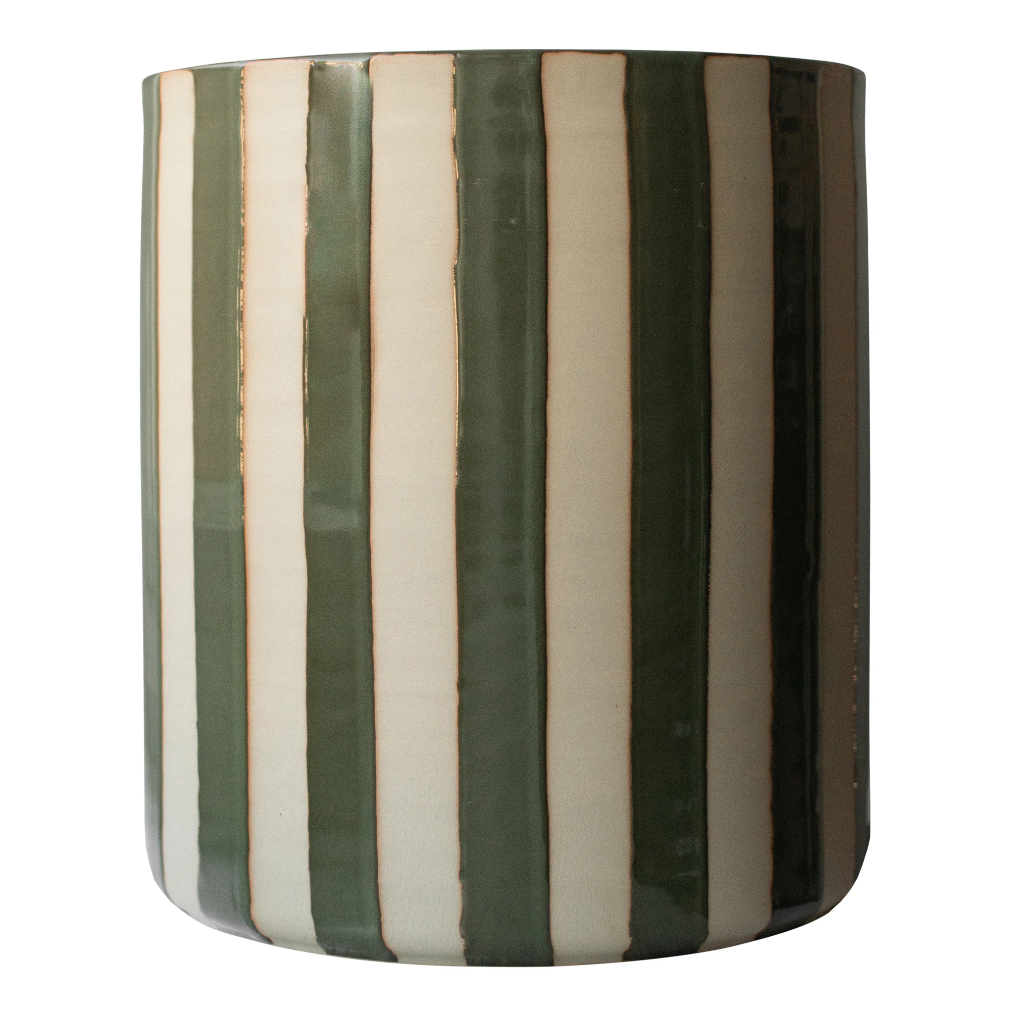Dbkd Line Krukke - Krukker Keramik Stripe Green - 20250203GR