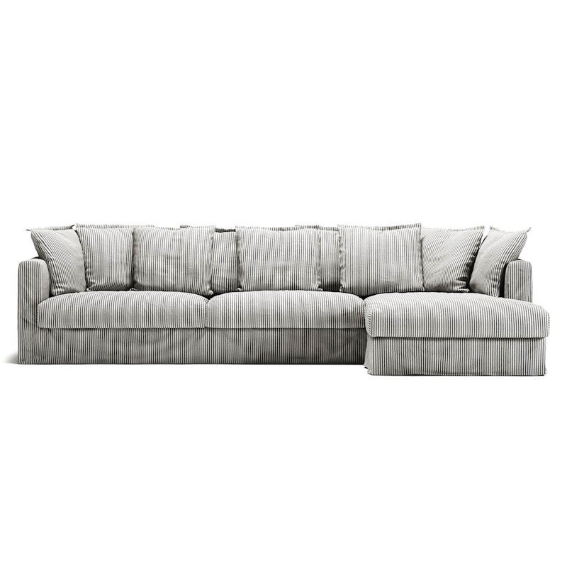 Betræk Til Le Grand Air 3-personers Sofa Hør Divan Højre, Ash Stripe
