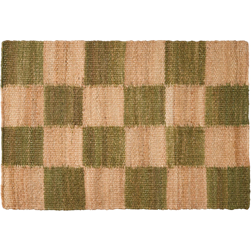 Chess Dørmåtte Jute 60x90 cm, Natur / Grøn