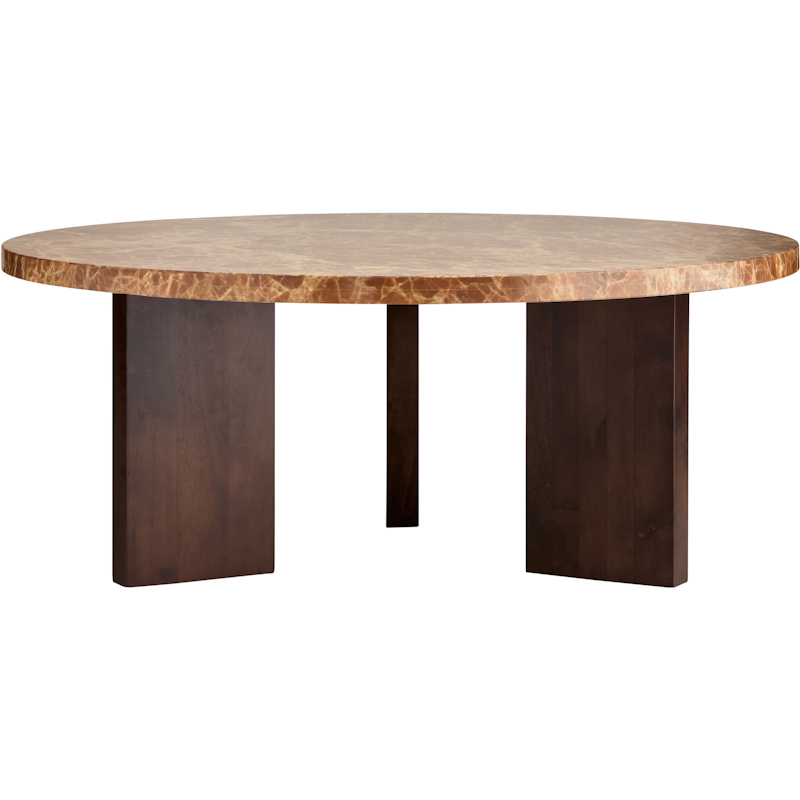 Eden Sofabord 90 cm, Mørkt Egetræ / Brun Sten