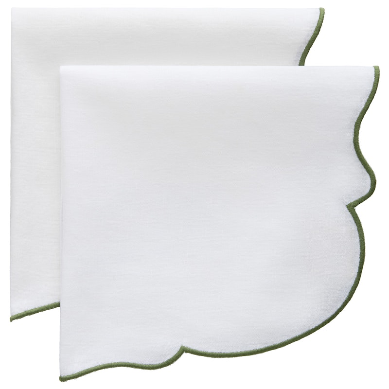 Gia Serviet 45x45 cm 2-pak, Hvid / Grøn
