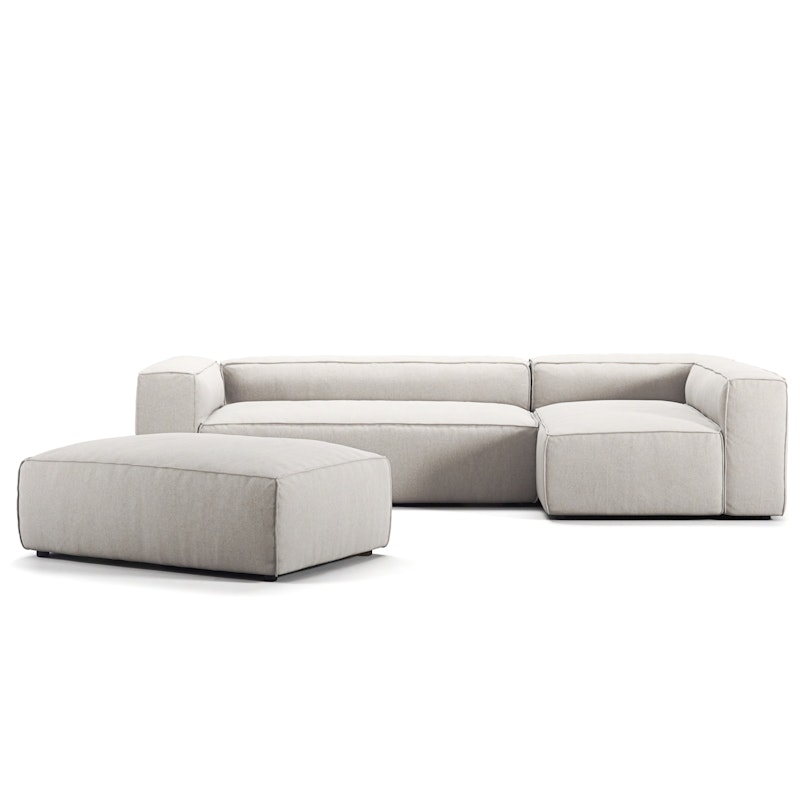 Grand 4-Personers Sofa Divan Højre åbent endestykke med Fodskammel, Moon White